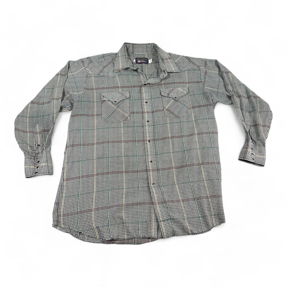 Vintage Panhandle Slim Western Shirt Adult EXTRA LARGE Brown 80s Pearl Snap - Picture 1 of 11